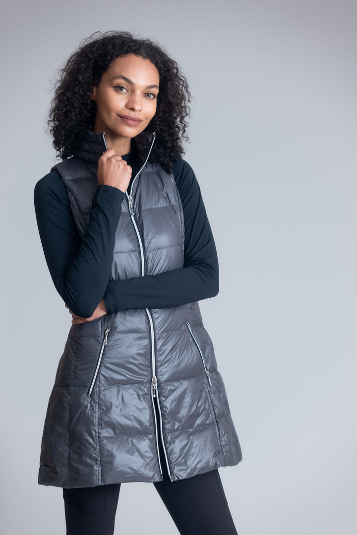 Long Nylon Down Vest