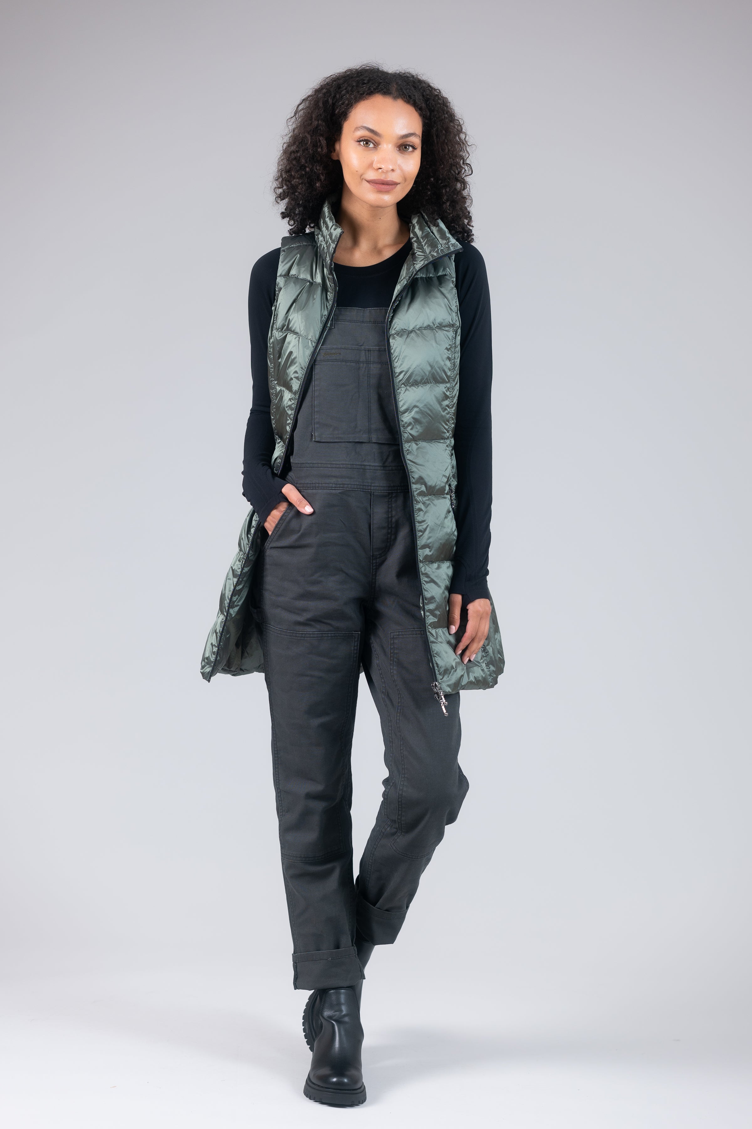 Long Metallic Down Vest