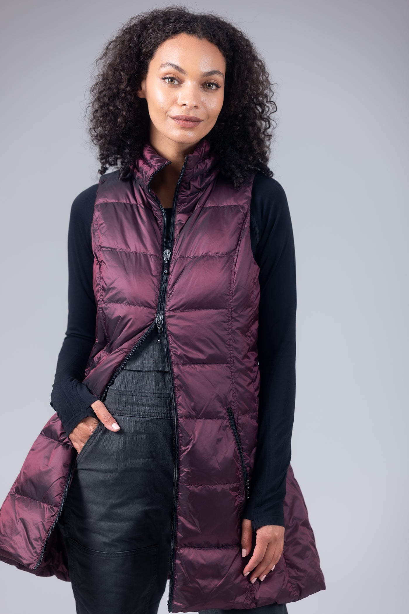 Long Metallic Down Vest