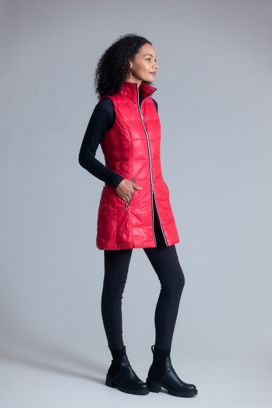 Long Nylon Down Vest
