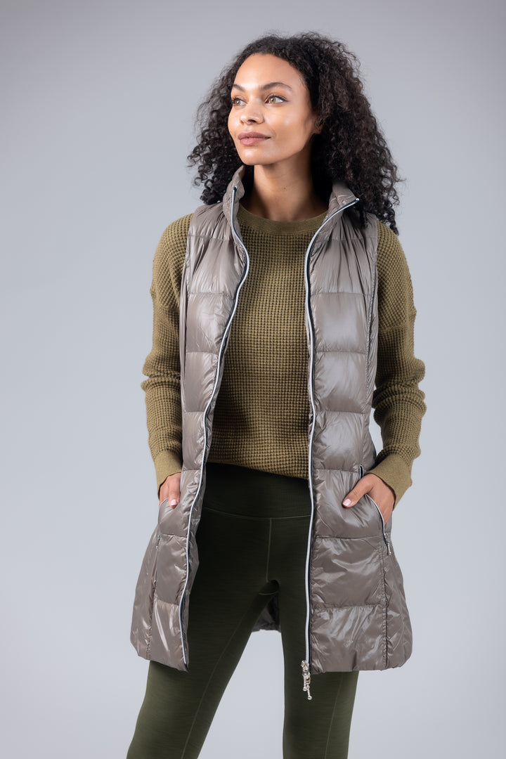 Long Nylon Down Vest