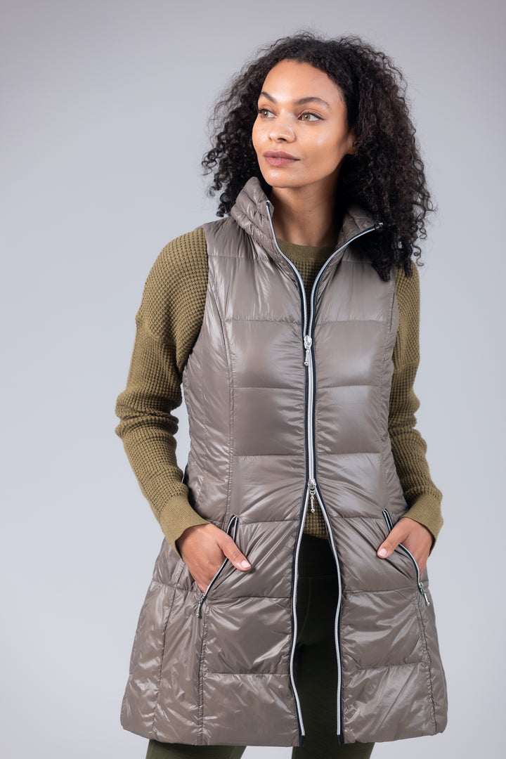 Long Nylon Down Vest
