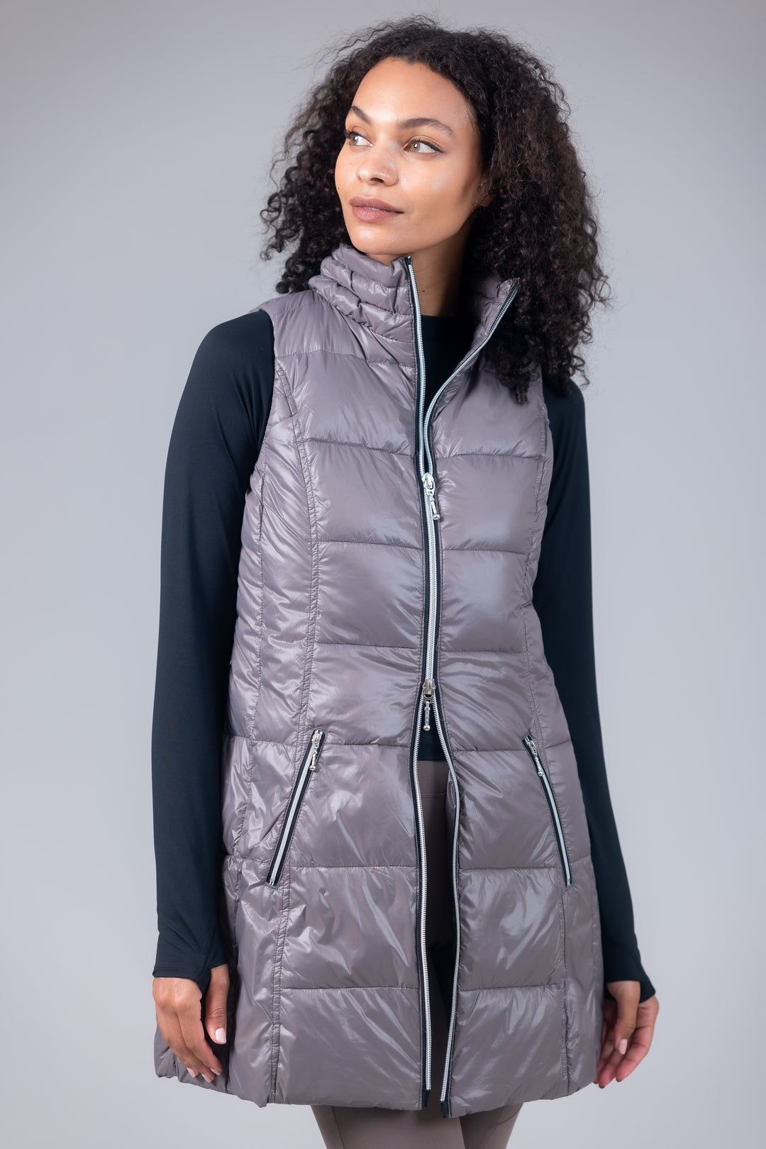 Long Nylon Down Vest