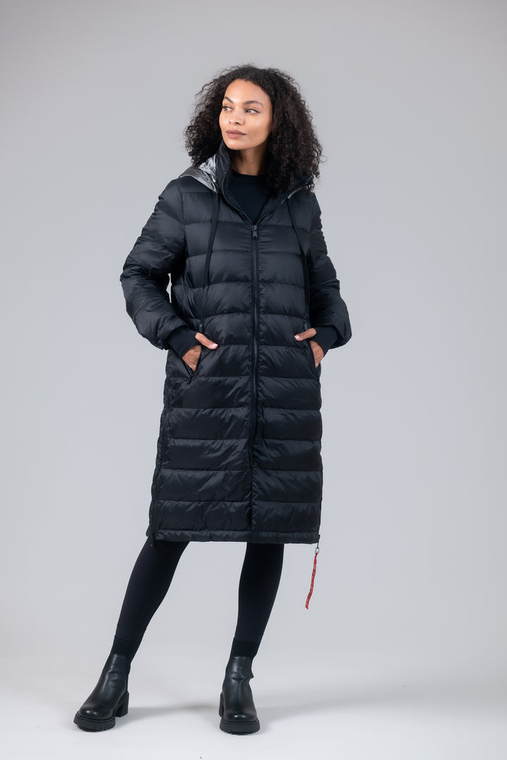 Quilted Hooded Long Puffer Coat