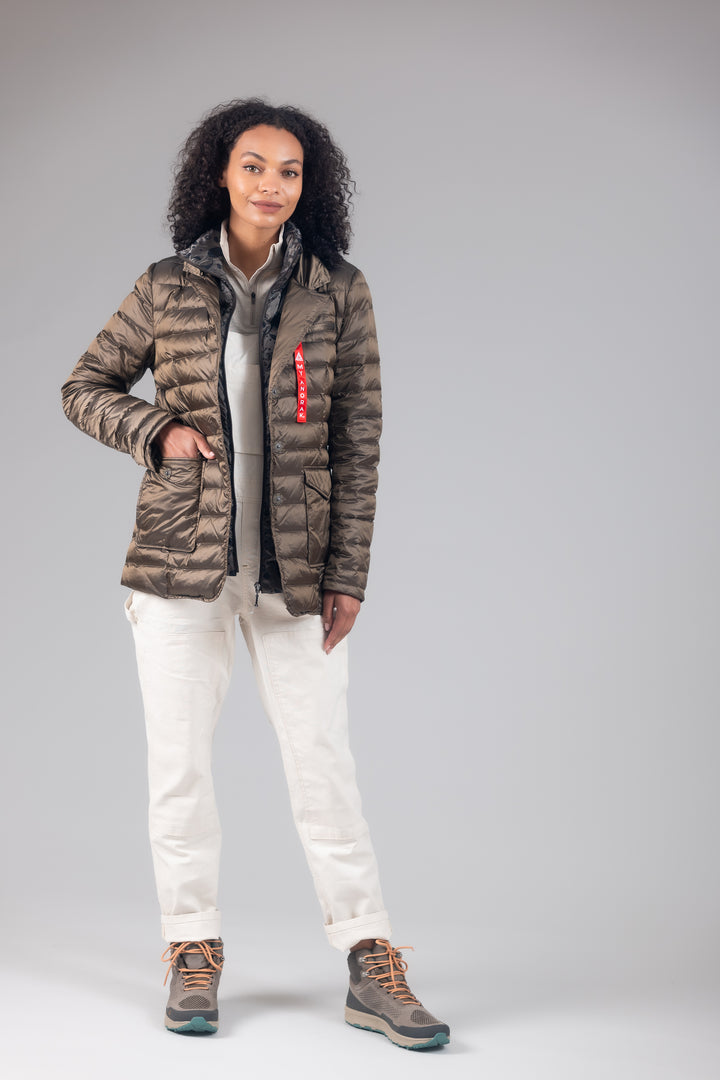 Double Layer Puffer Quilted Blazer Women