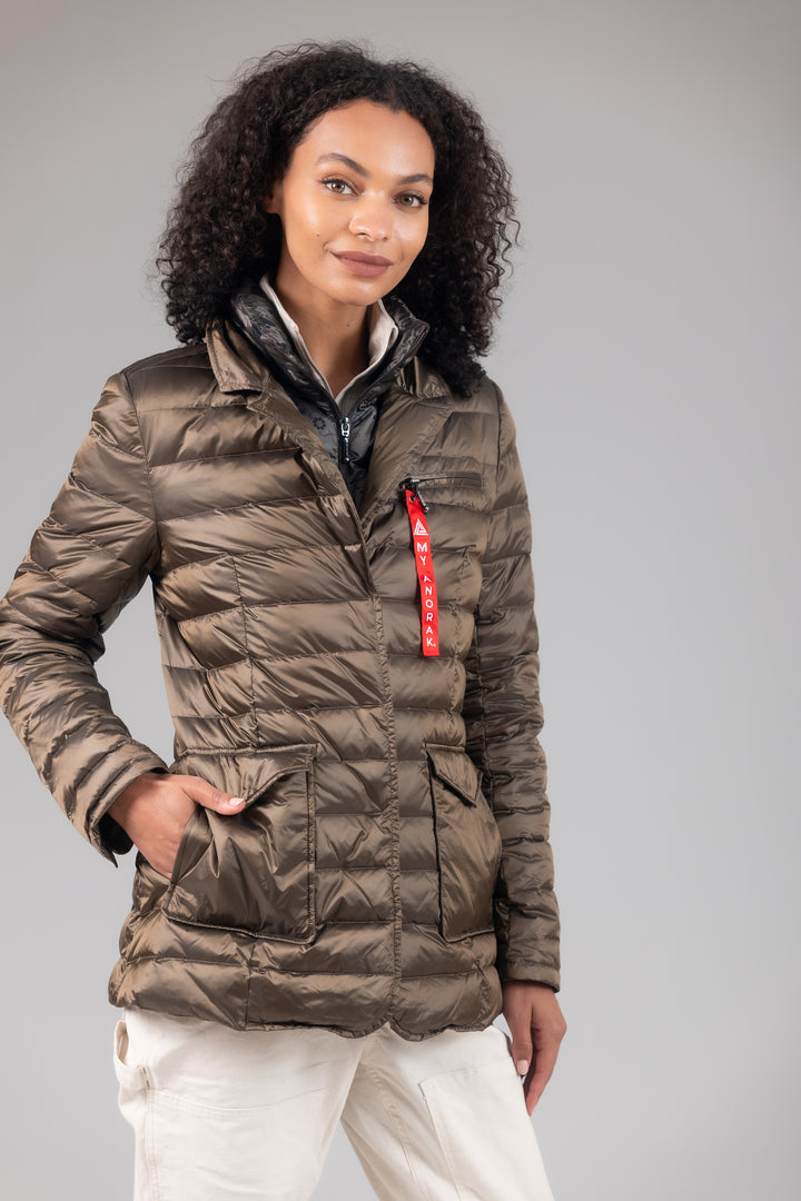 Double Layer Puffer Quilted Blazer Women