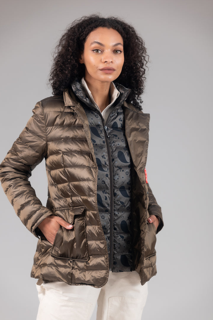 Double Layer Puffer Quilted Blazer Women