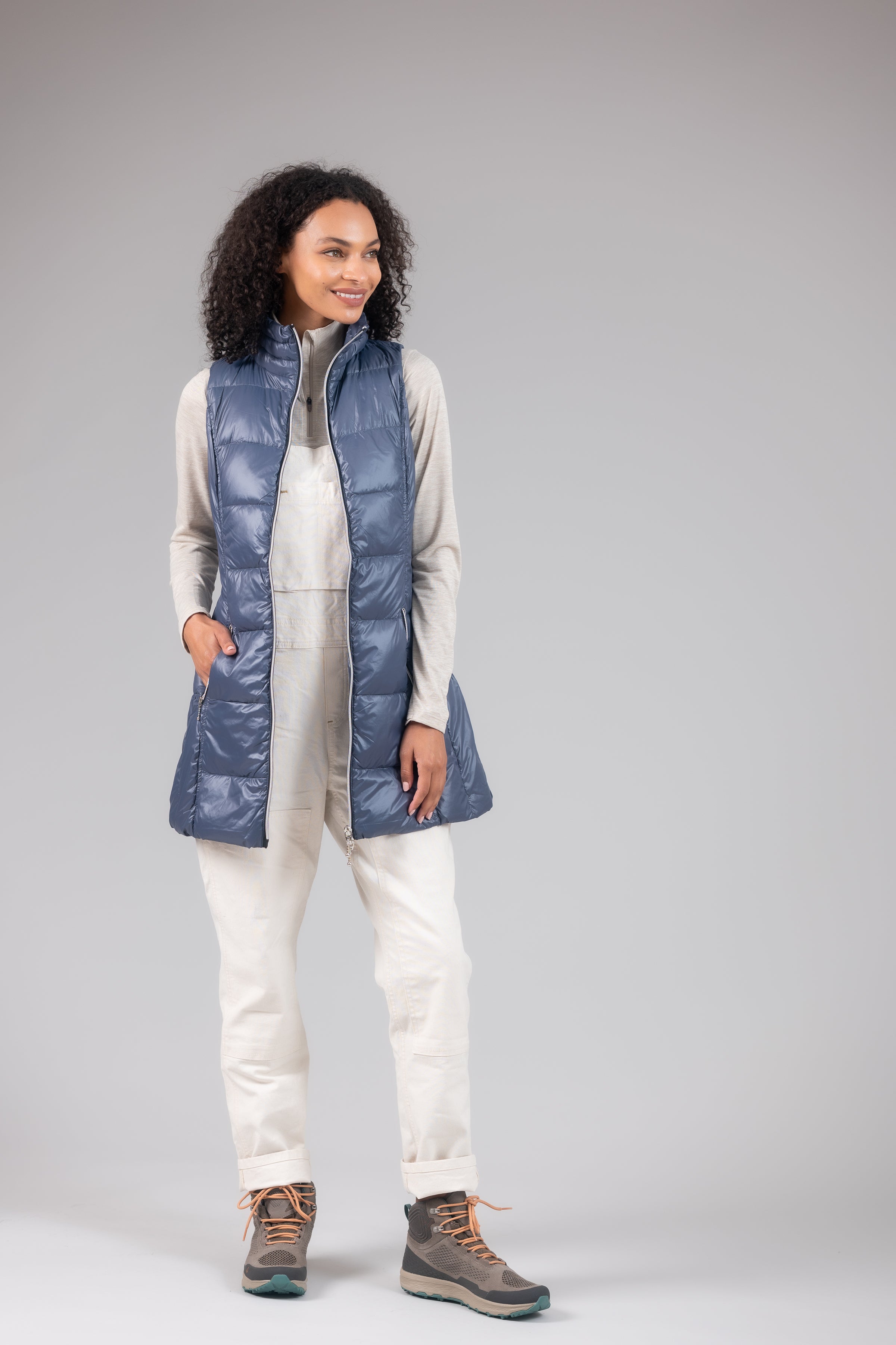 CAICJ98 Womens Fall Fashion 2023 Women 'S Quilted Puffer Vest Thicken Warm  Winter Coat with Removable Hood Grey,XL