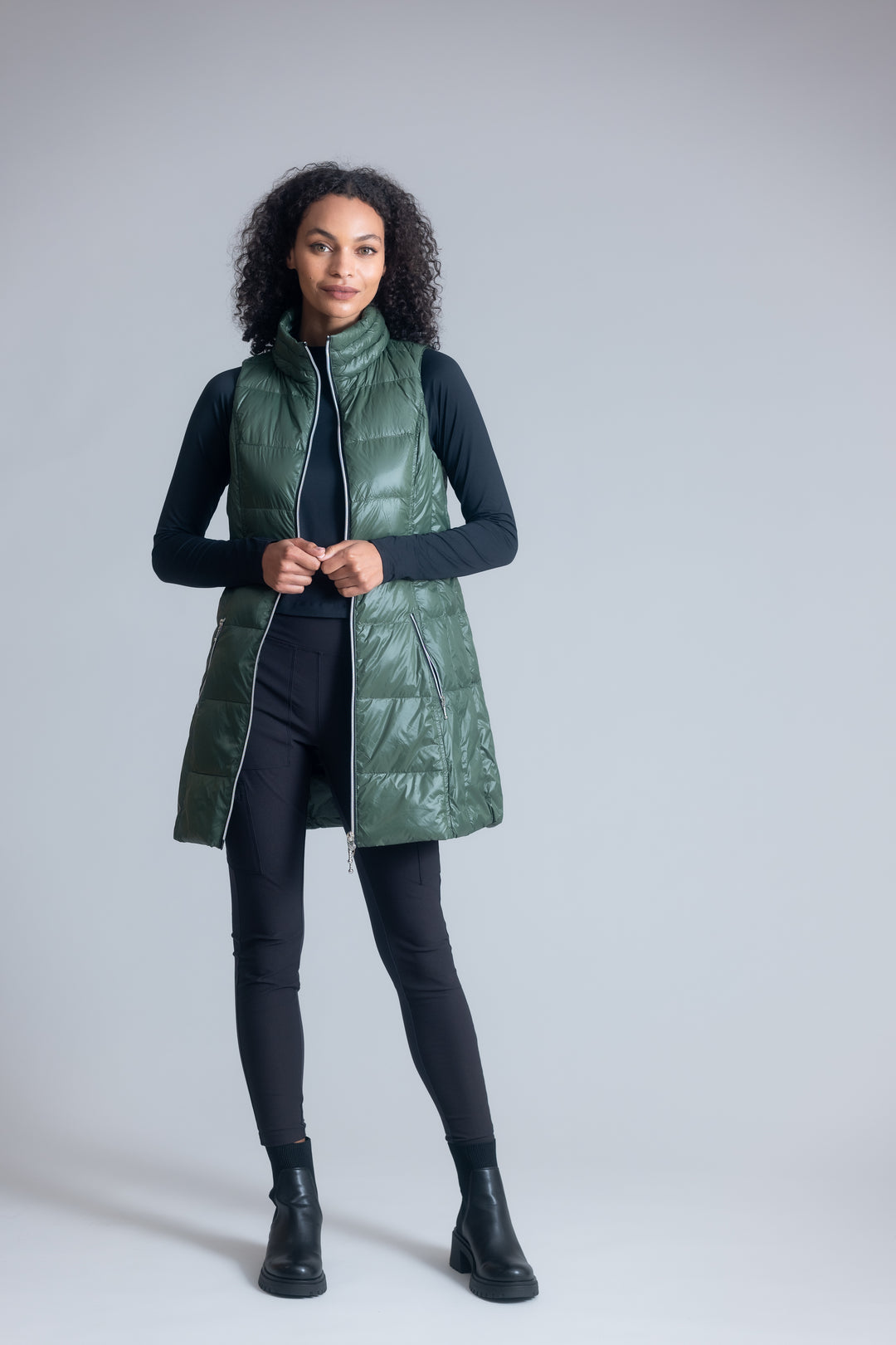 Long Nylon Down Vest