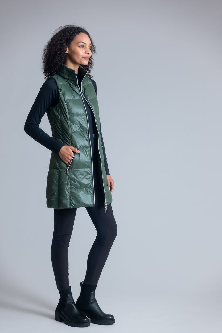Long Nylon Down Vest
