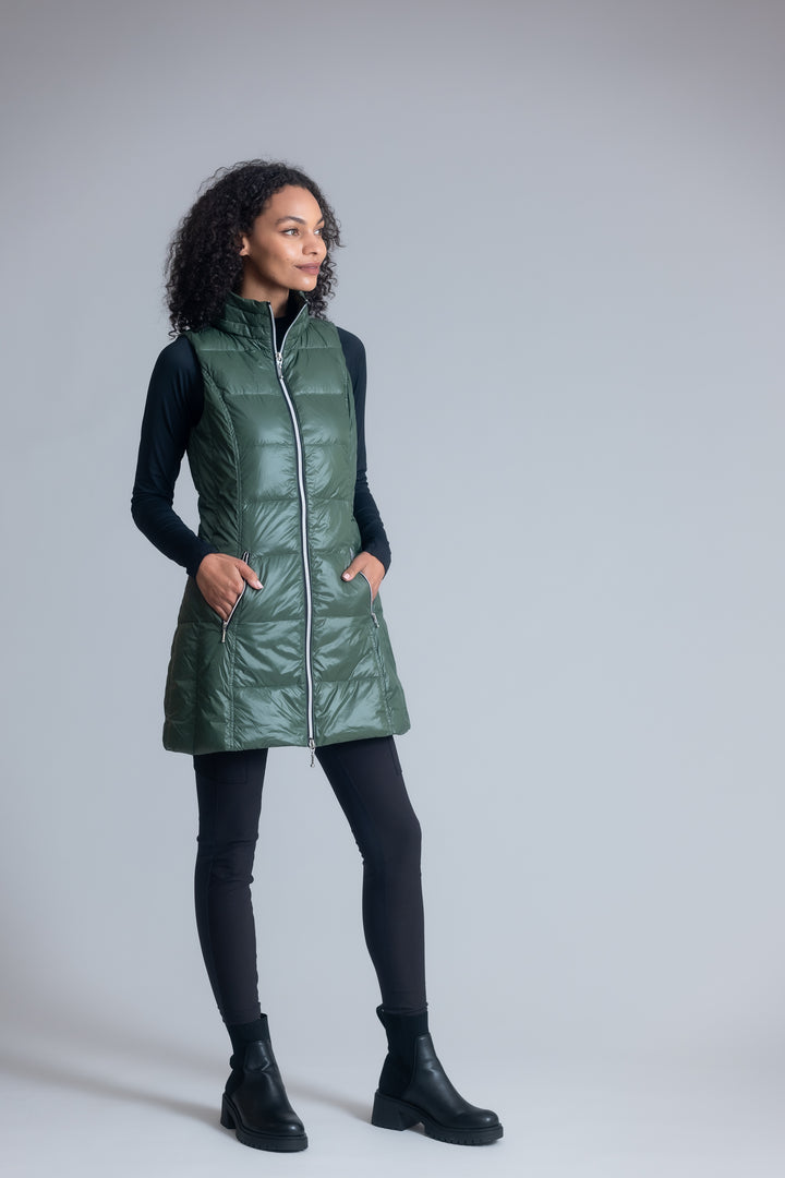 Long Nylon Down Vest
