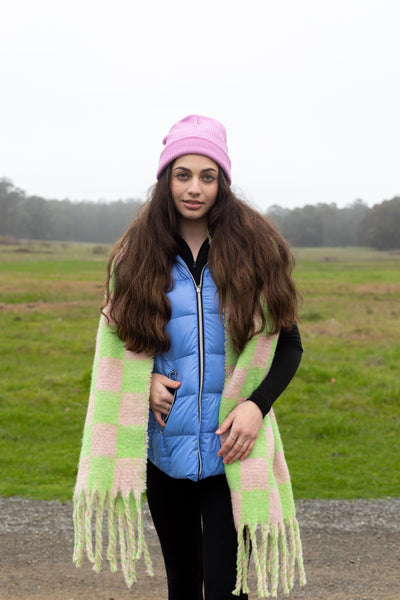 colorful hooded puffer long vest womens