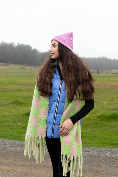 colorful hooded puffer long vest womens