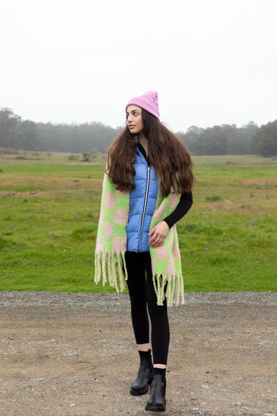 colorful hooded puffer long vest womens