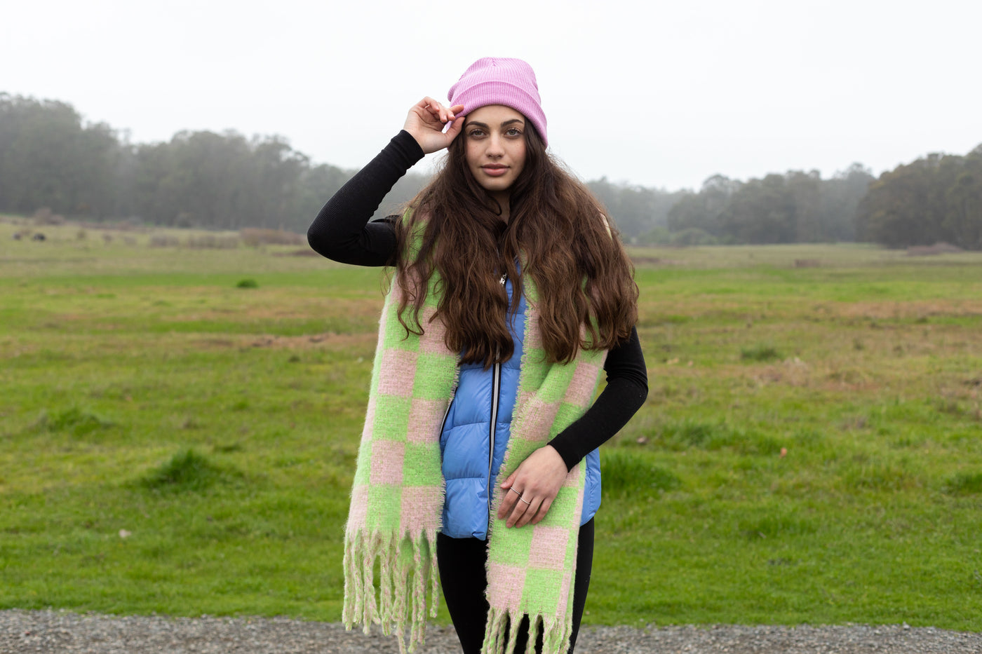 colorful hooded puffer long vest womens