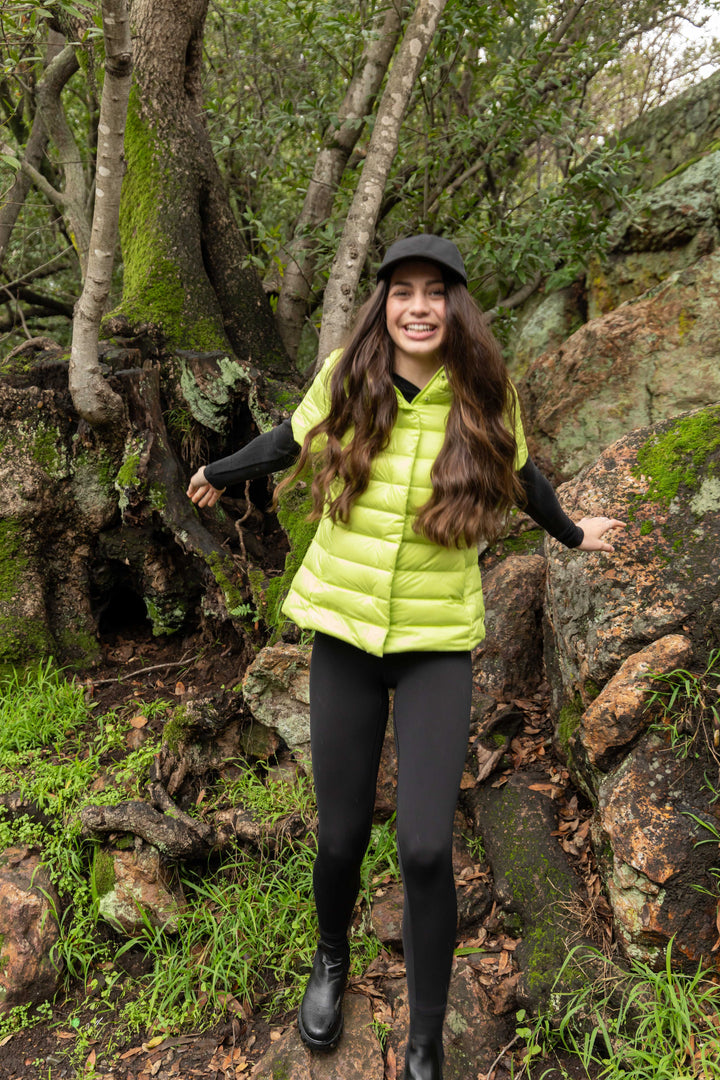 colorful short sleeve puffer jacket