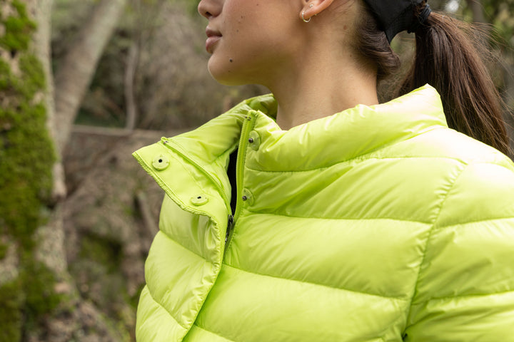 colorful short sleeve puffer jacket