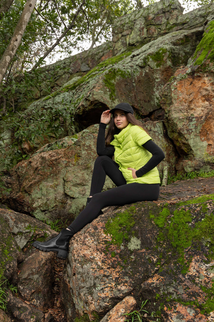 colorful short sleeve puffer jacket