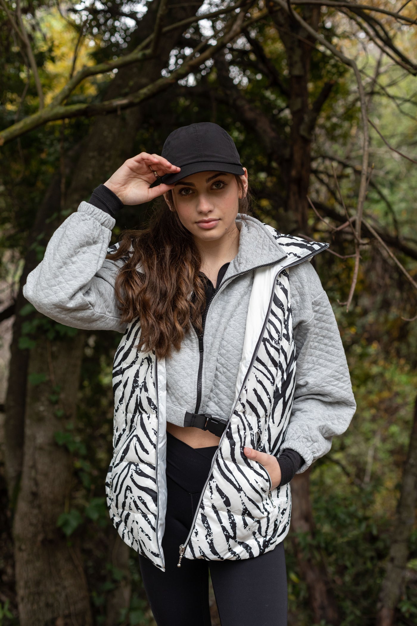 colorful hooded puffer long vest womens