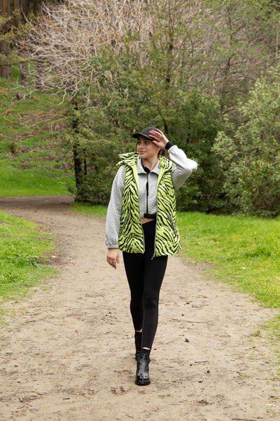 colorful hooded puffer long vest womens