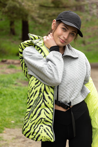 colorful hooded puffer long vest womens