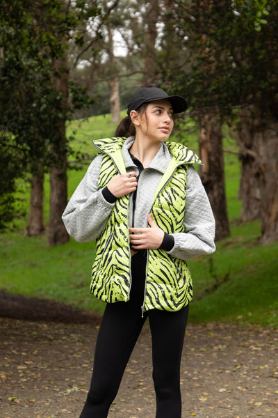 colorful hooded puffer long vest womens