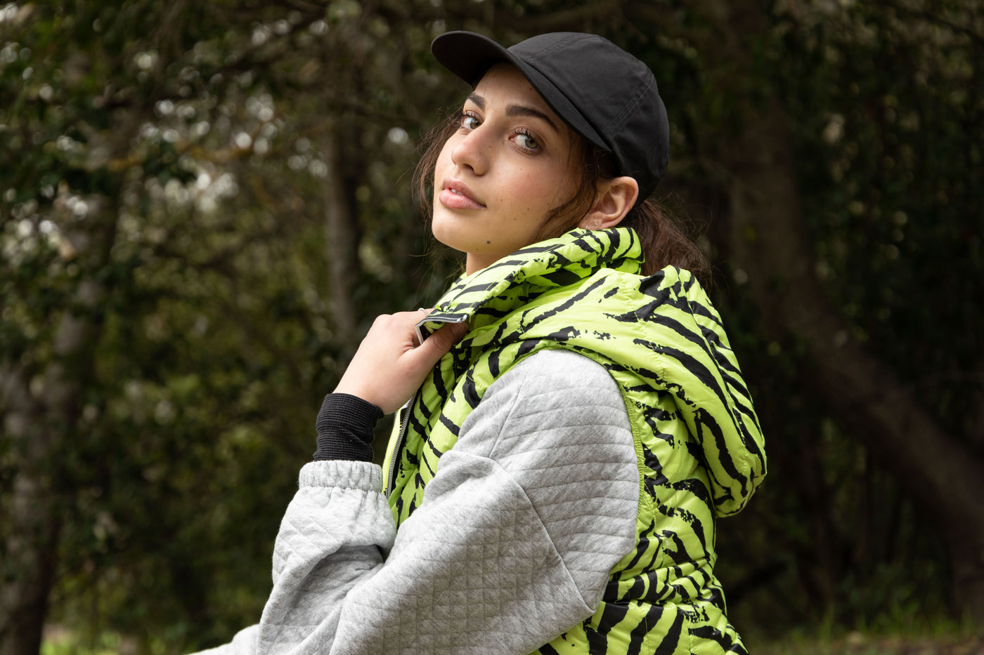colorful hooded puffer long vest womens