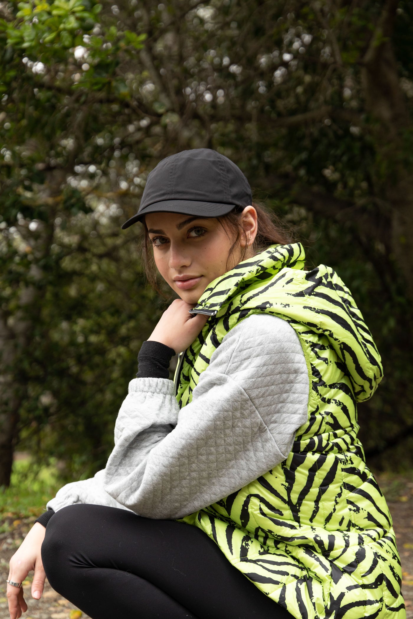 colorful hooded puffer long vest womens