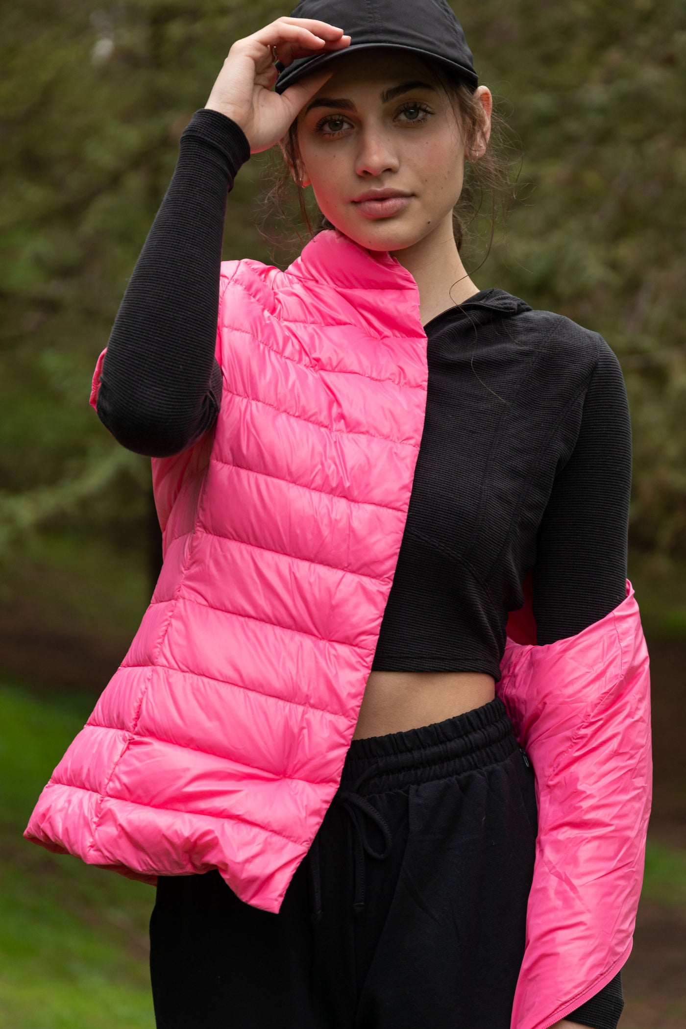 colorful short sleeve puffer jacket