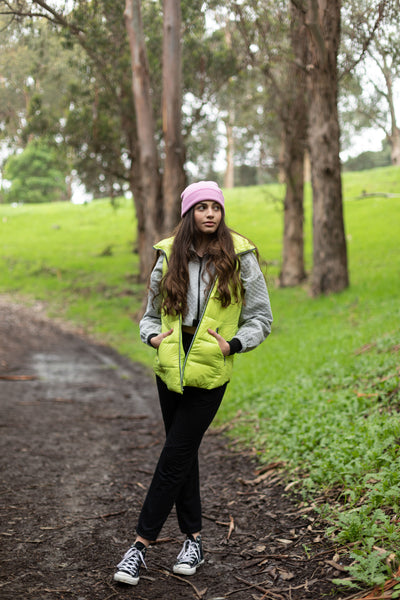 colorful hooded puffer long vest womens