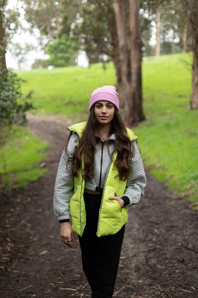 colorful hooded puffer long vest womens