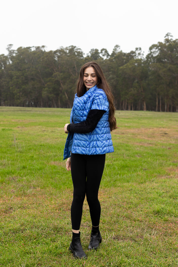 colorful short sleeve puffer jacket