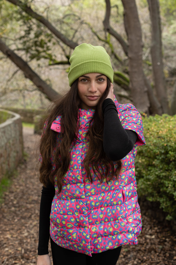 colorful short sleeve puffer jacket