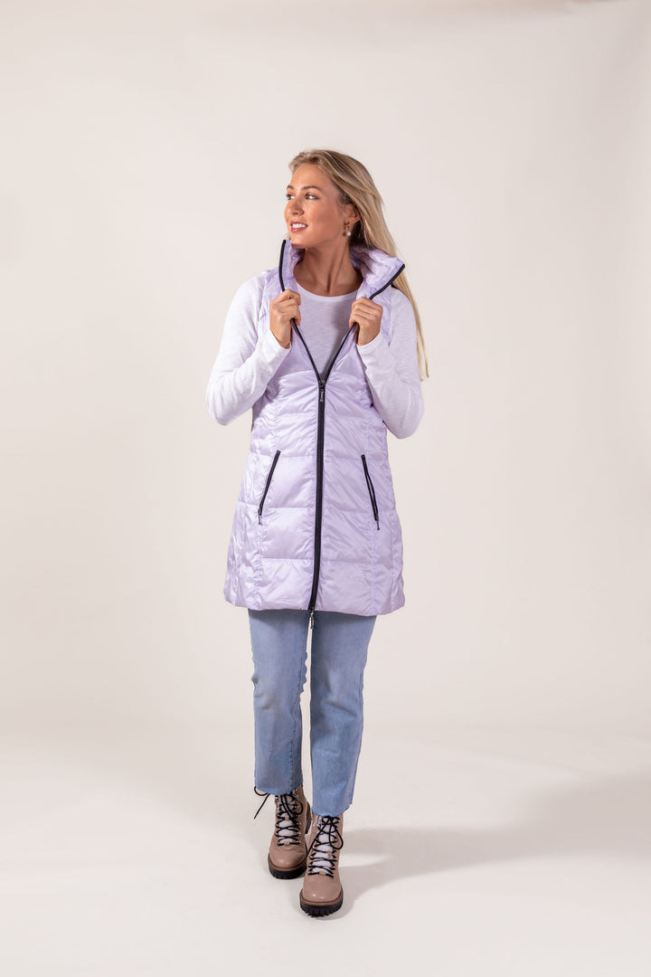 Long Metallic Nylon Down Vest