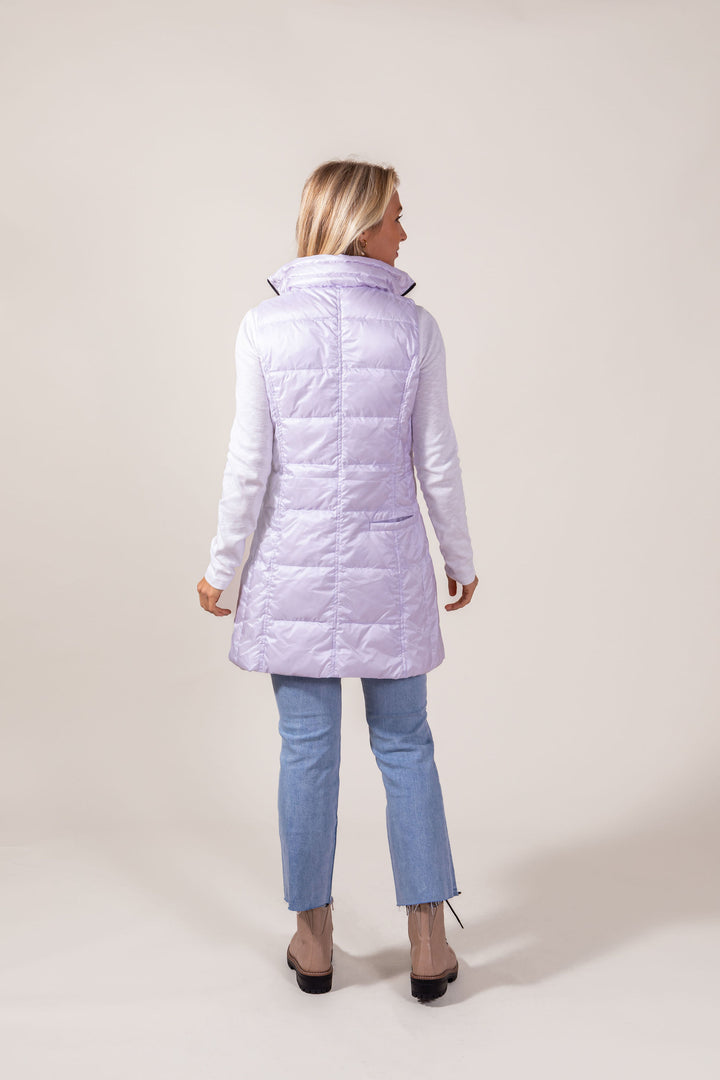 Long Metallic Nylon Down Vest