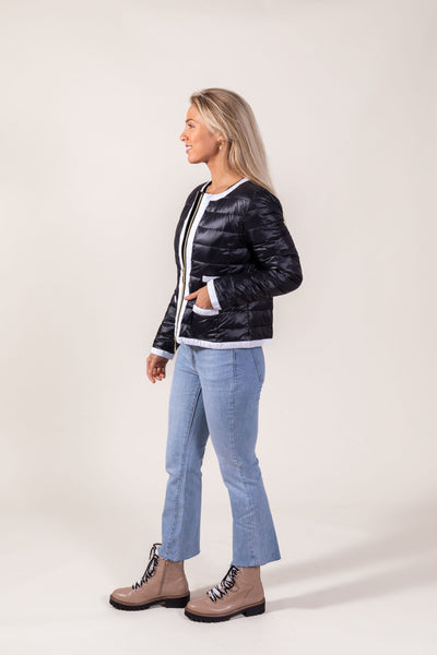 women trim contrast puffer jacket