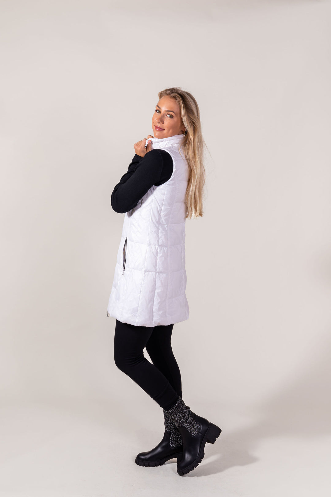 Long Nylon Down Vest