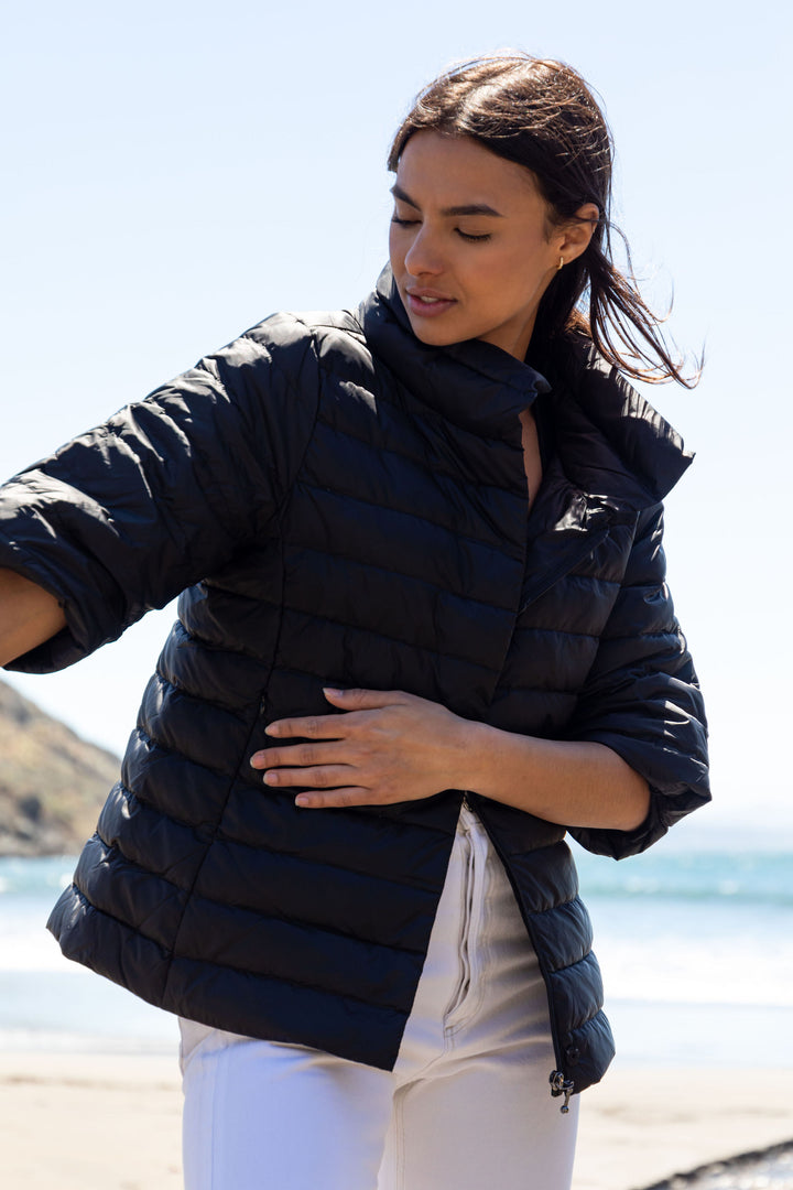 Iridescent Crop Sleeve Puffer Jacket