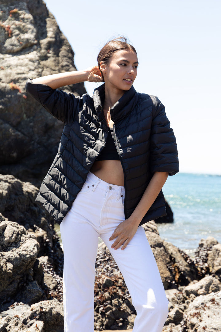 Iridescent Crop Sleeve Puffer Jacket