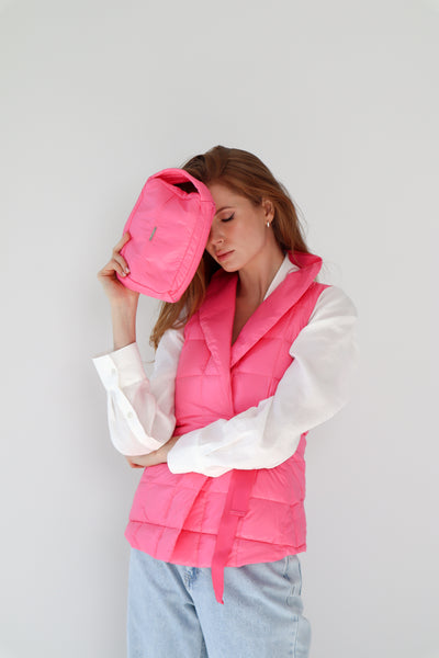 colorful puffer wrap vest