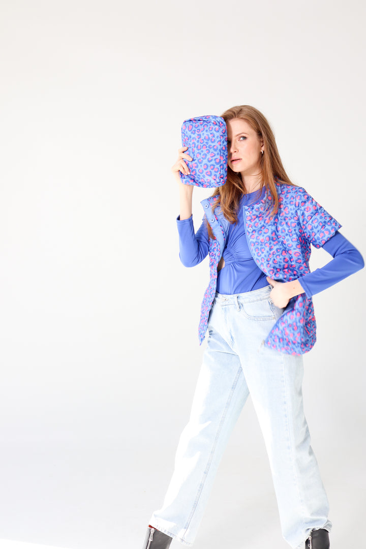 colorful short sleeve puffer jacket