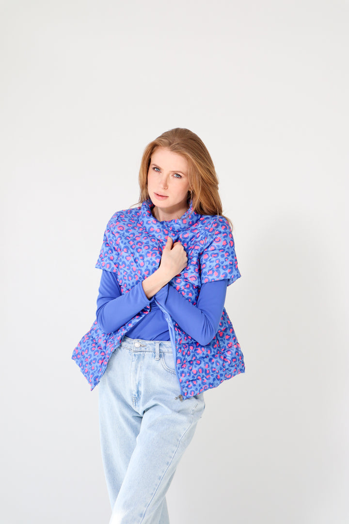 colorful short sleeve puffer jacket