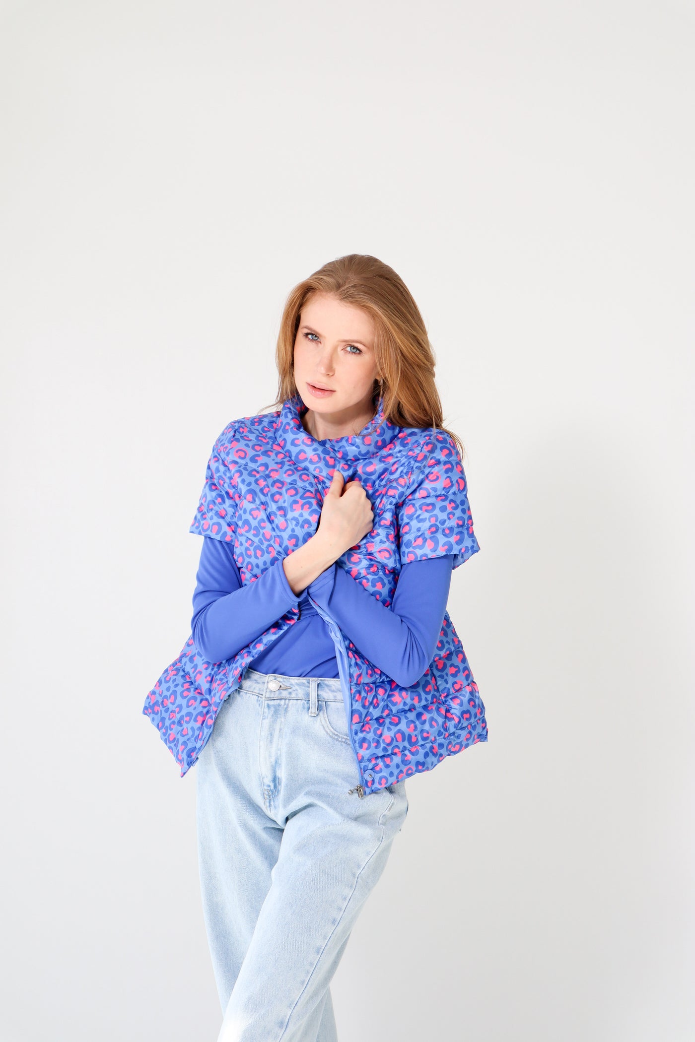 colorful short sleeve puffer jacket