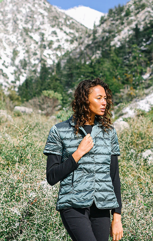 Notch Collar Short Sleeve Puffer Jacket