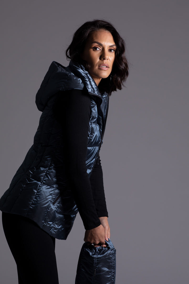 Short Metallic Down Vest