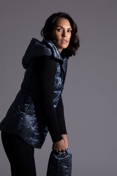 Short Metallic Down Vest