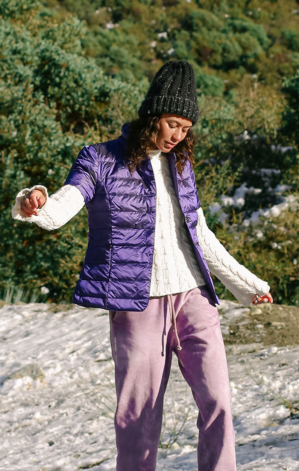 Notch Collar Short Sleeve Puffer Jacket