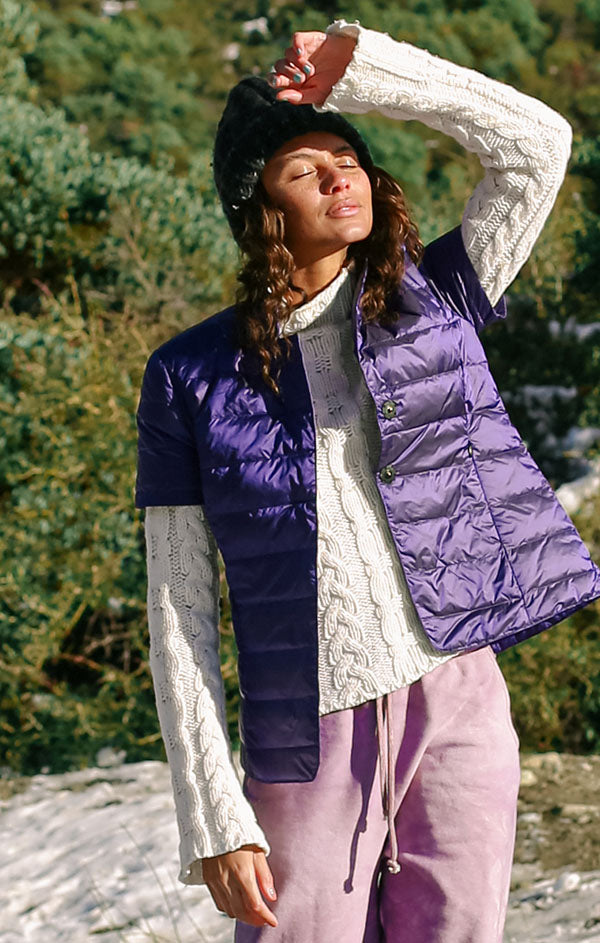 Notch Collar Short Sleeve Puffer Jacket